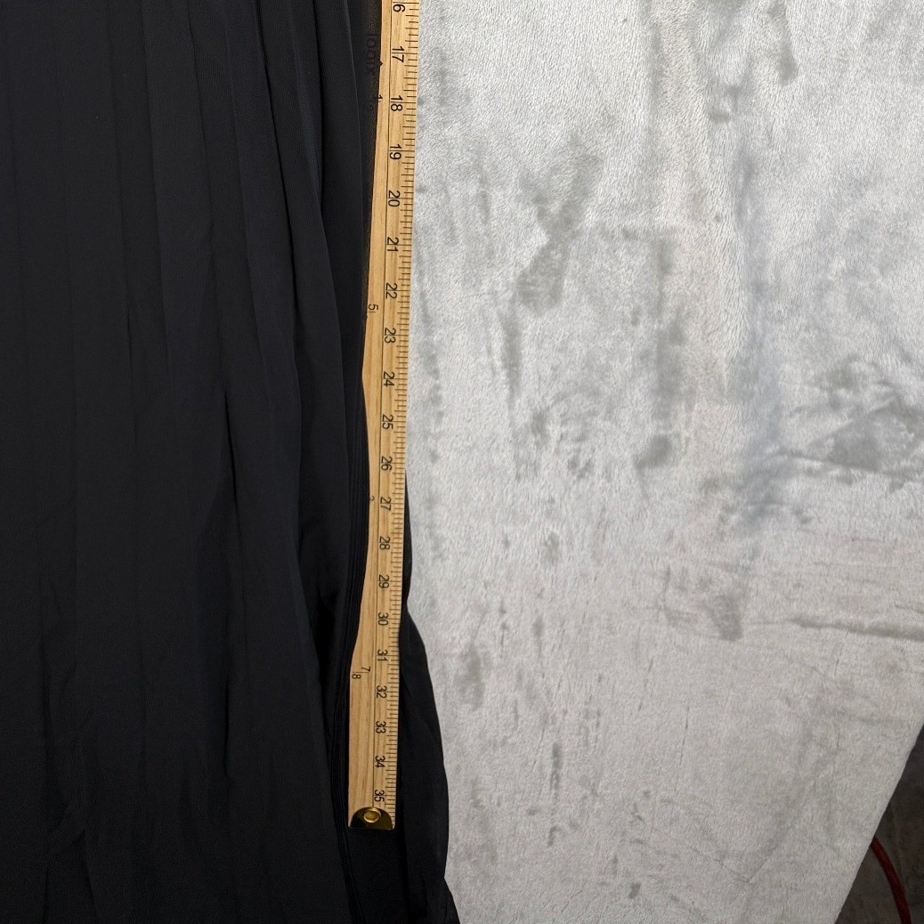 Michaela Louisa Black Lace Pleated Maxi Dress Sleeveless Formal Gown US 8 UK 12