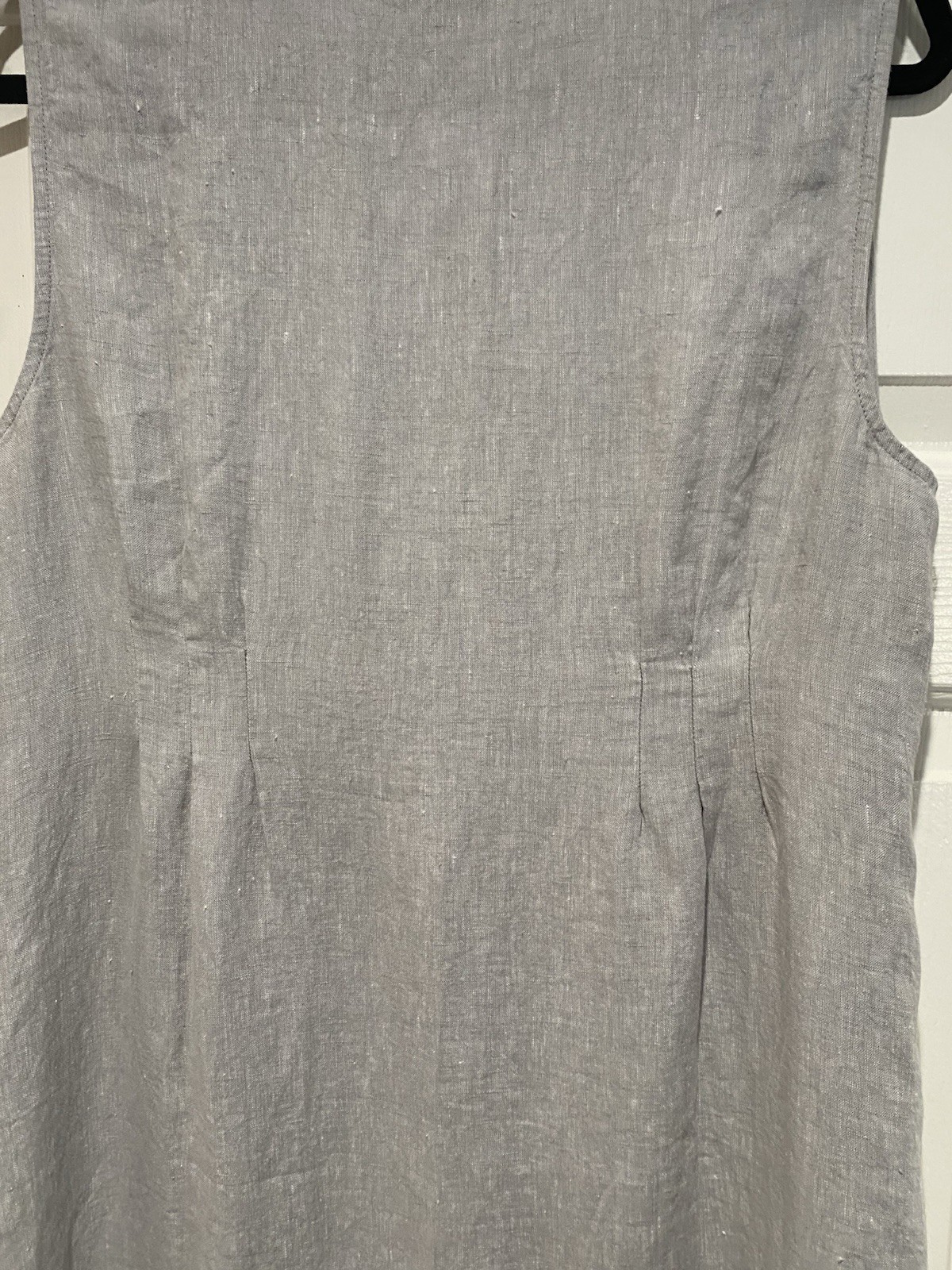 NWT J. Jill Love Linen Grey/White Sleeveless Maxi Back Pleats Dress, 1X