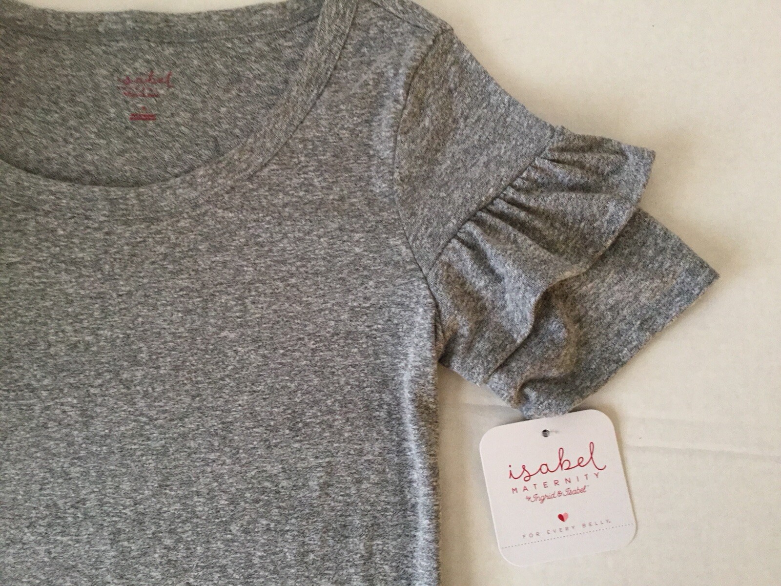 ISABEL MATERNITY by Ingrid & Isabel Knit Ruffle Sleeve T-shirt Dress – Grey NEW!