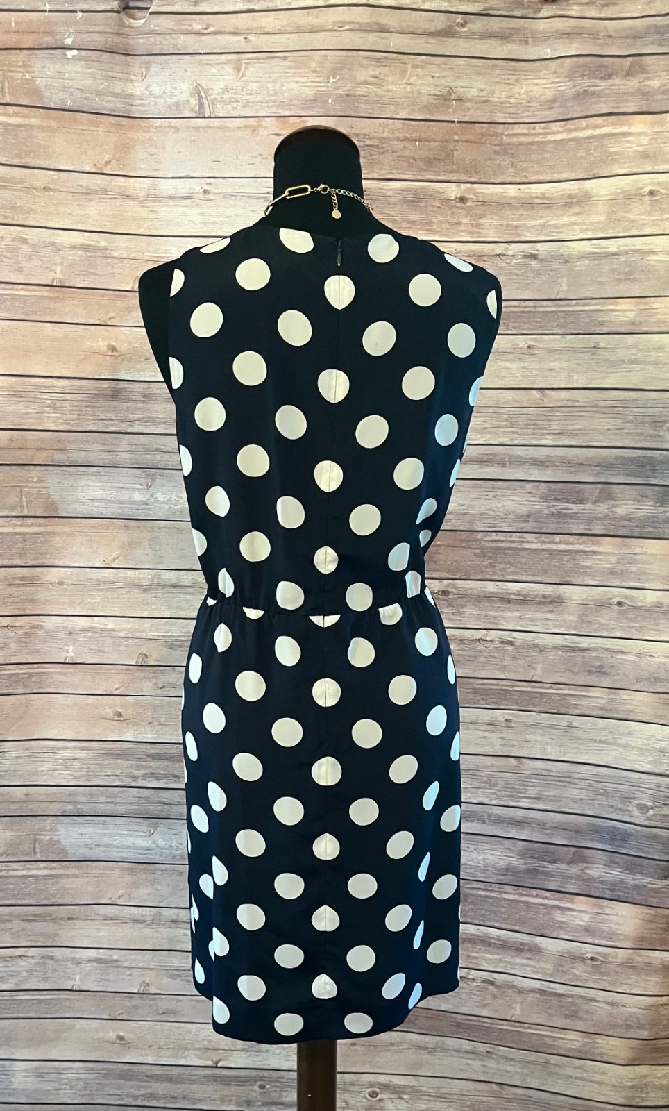 J. Crew Navy White Polka Dot Sleeveless Sheath Dress Size 14 Style 43750