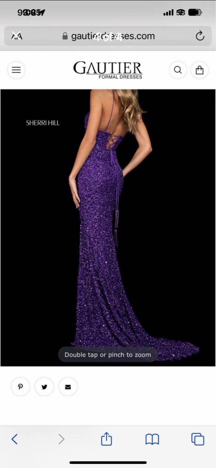 Sherri Hill Purple Sequin Sheath Gown Sweetheart Side Slit Lace Up Size 0