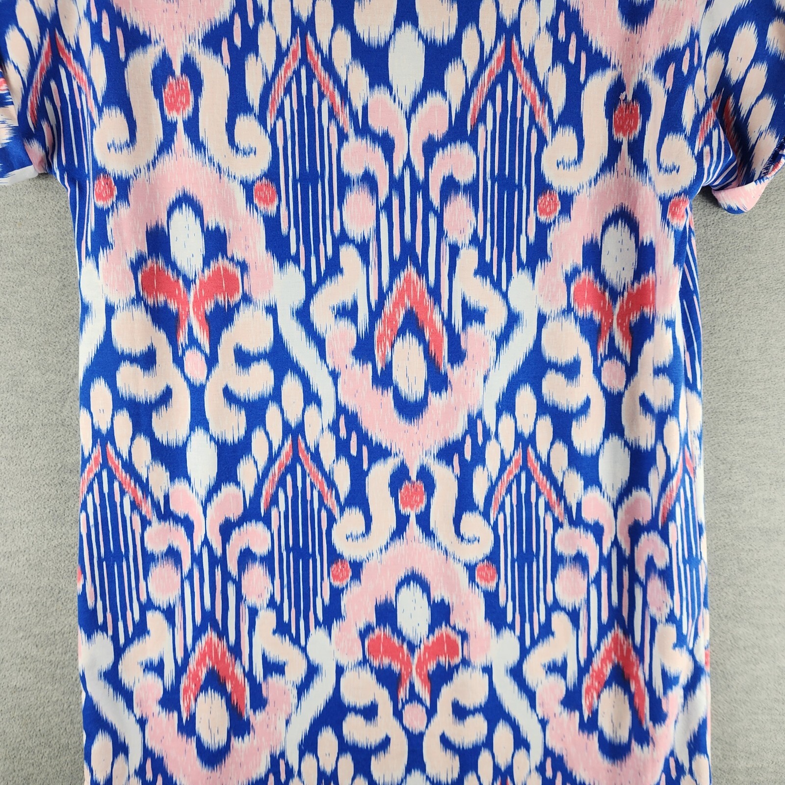Crown an Ivy Woman Shift Bright Colorful AOP M Pink Blue White Cuff Sleeves