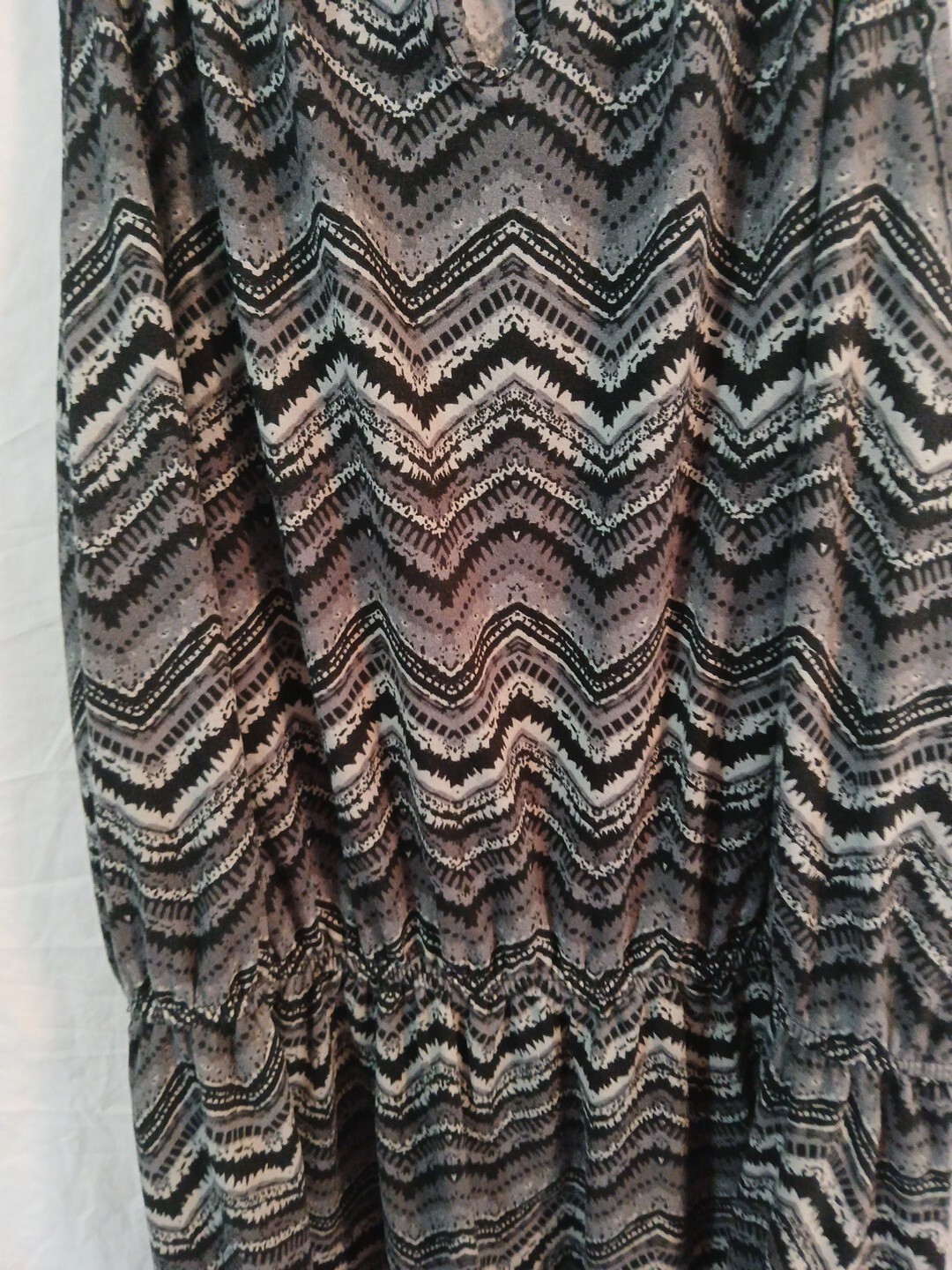 Sheila Rose Chevron Sun Dress Black-Grays Zig-Zag Womens Xlg Elastic Waist