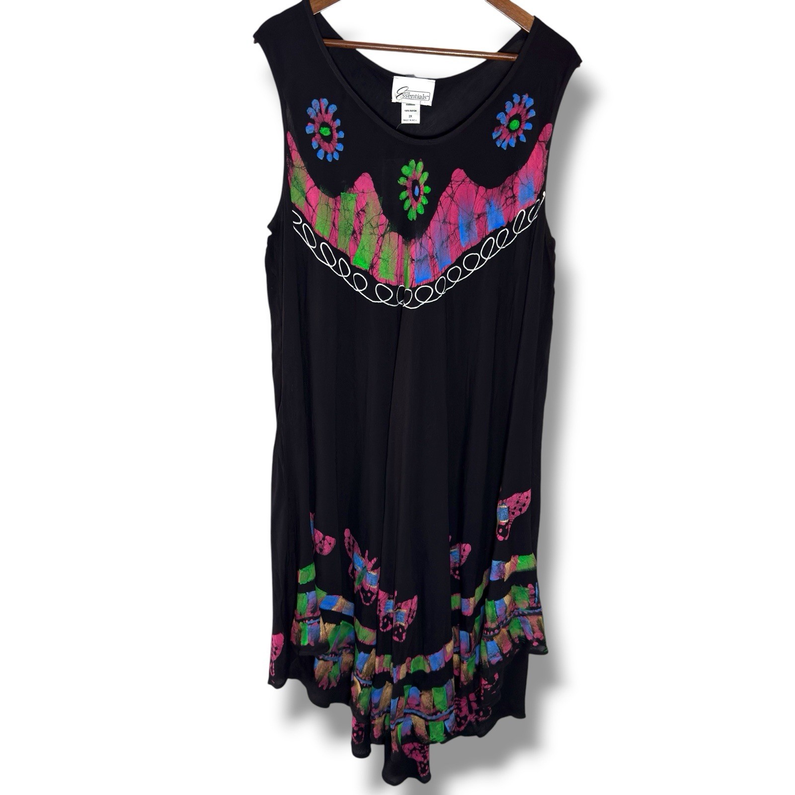 Umbrella Dress Painted Butterflies Size 2X Cover Up Artsy Beach Flowy Arttowear