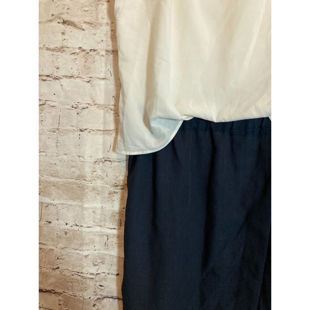 AG Aquagirl Dress Womens Medium Navy & Cream Mesh Lined Layered Lagenlook Satin