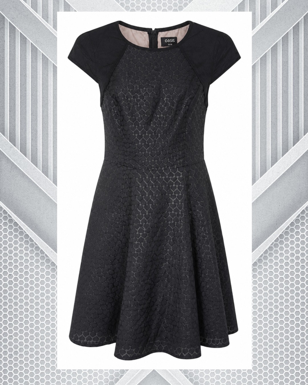 OASIS Black Overlay Dress with Heart Design UK 10 US 6 EU 38