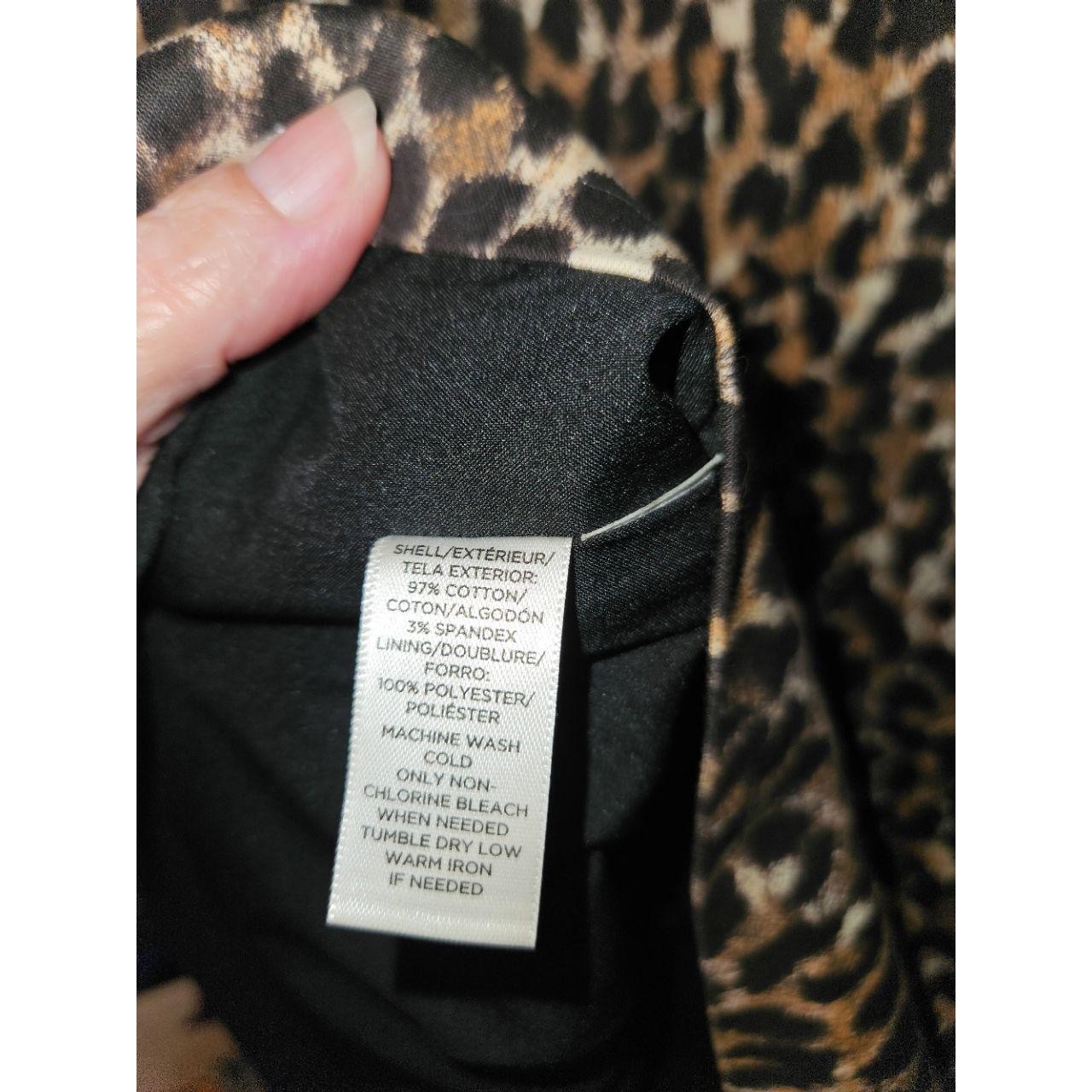 ANN TAYLOR LOFT Womens 10P Leopard Print Sleeveless Dress Black Trim Kick Pleat