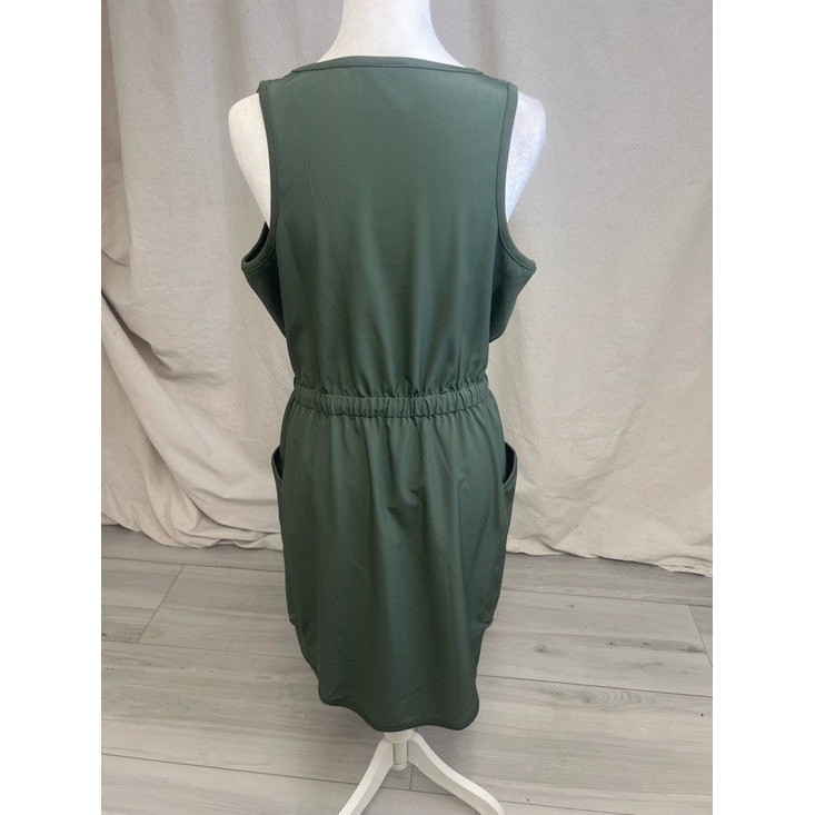 Tek Gear Athleisure Drawstring Tank Dress Sz M Olive Green Sporty Performance