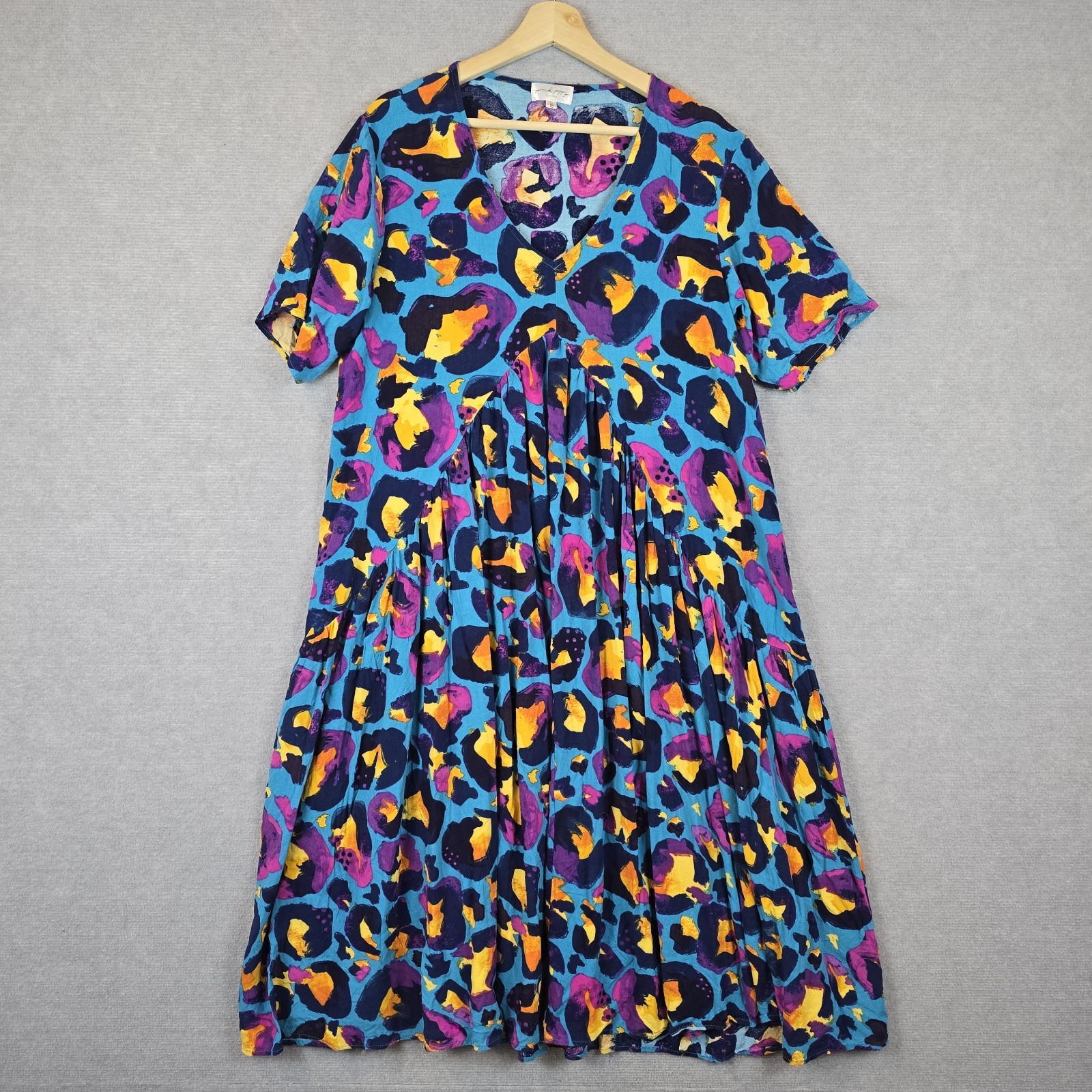 Proud Poppy X Kasey Rainbow Dress Womens Size 16 Colourful Leopard Print Relaxed