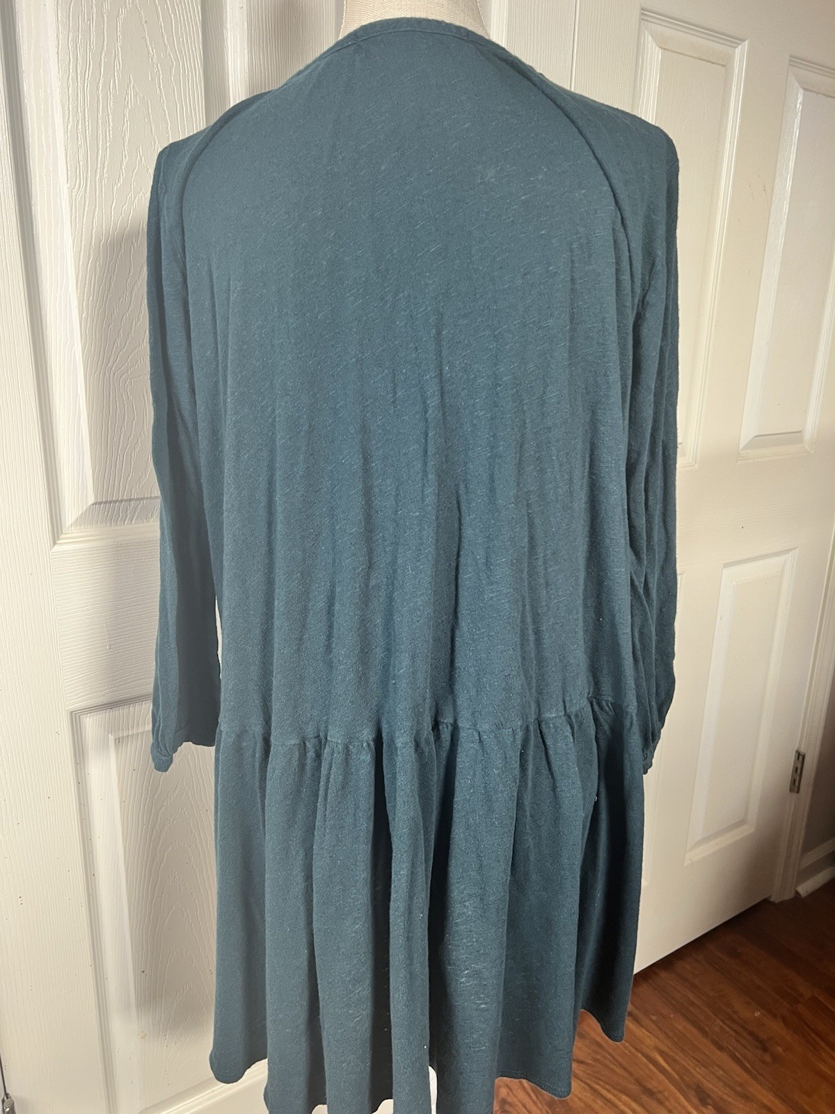 Free People FP Beach Linen Blend Dress Venetian Pool Dark Teal Henley Tunic M