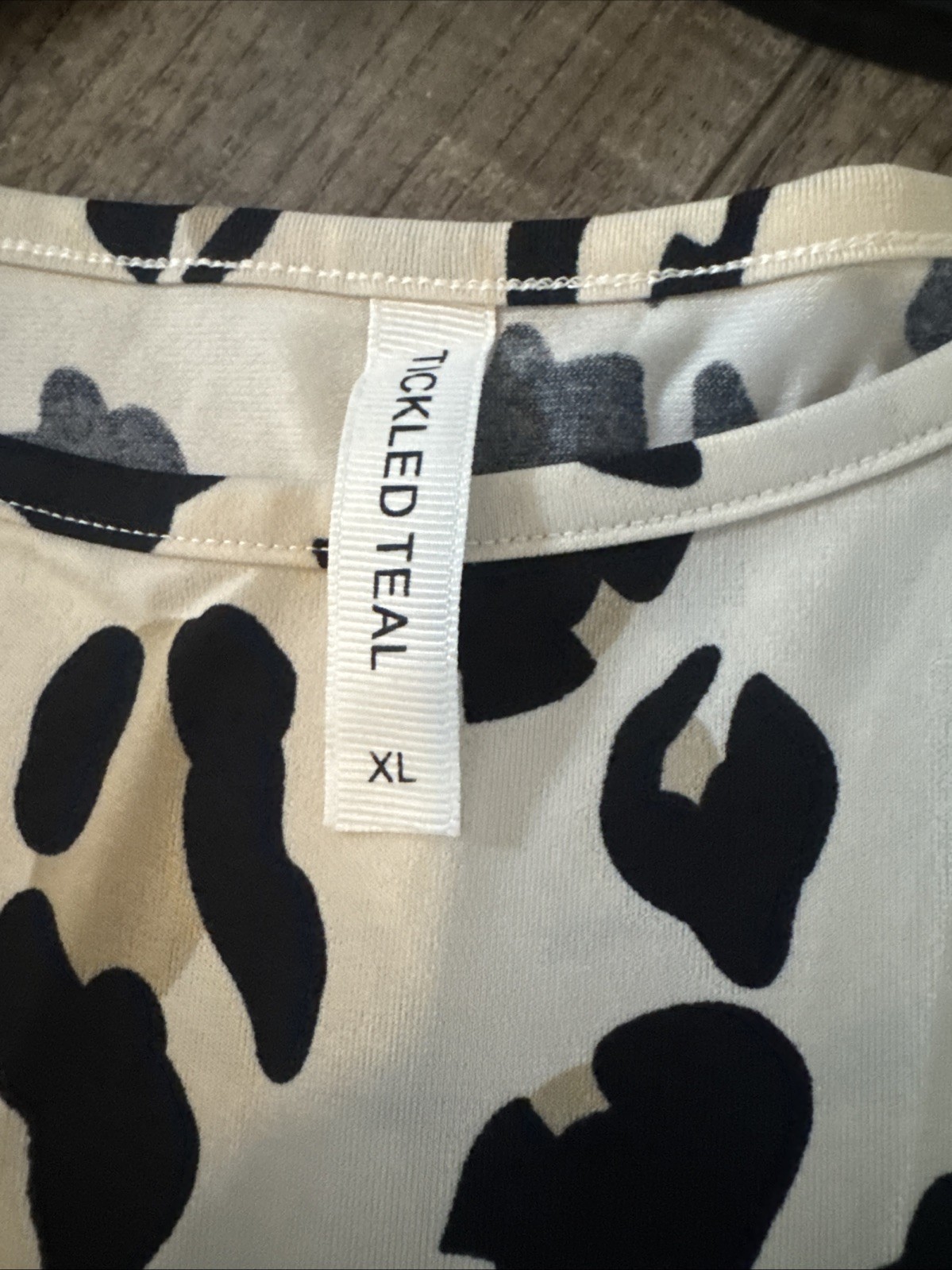 Tickled Teal Maxi Leopard Print Dress Sleeveless XL Tan Blk Trendy Soft Knit