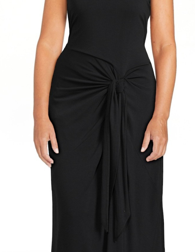 Sofia Jeans Womens Dress Size M Black Side Tie Tank Rouching Midi Bodycon Classy