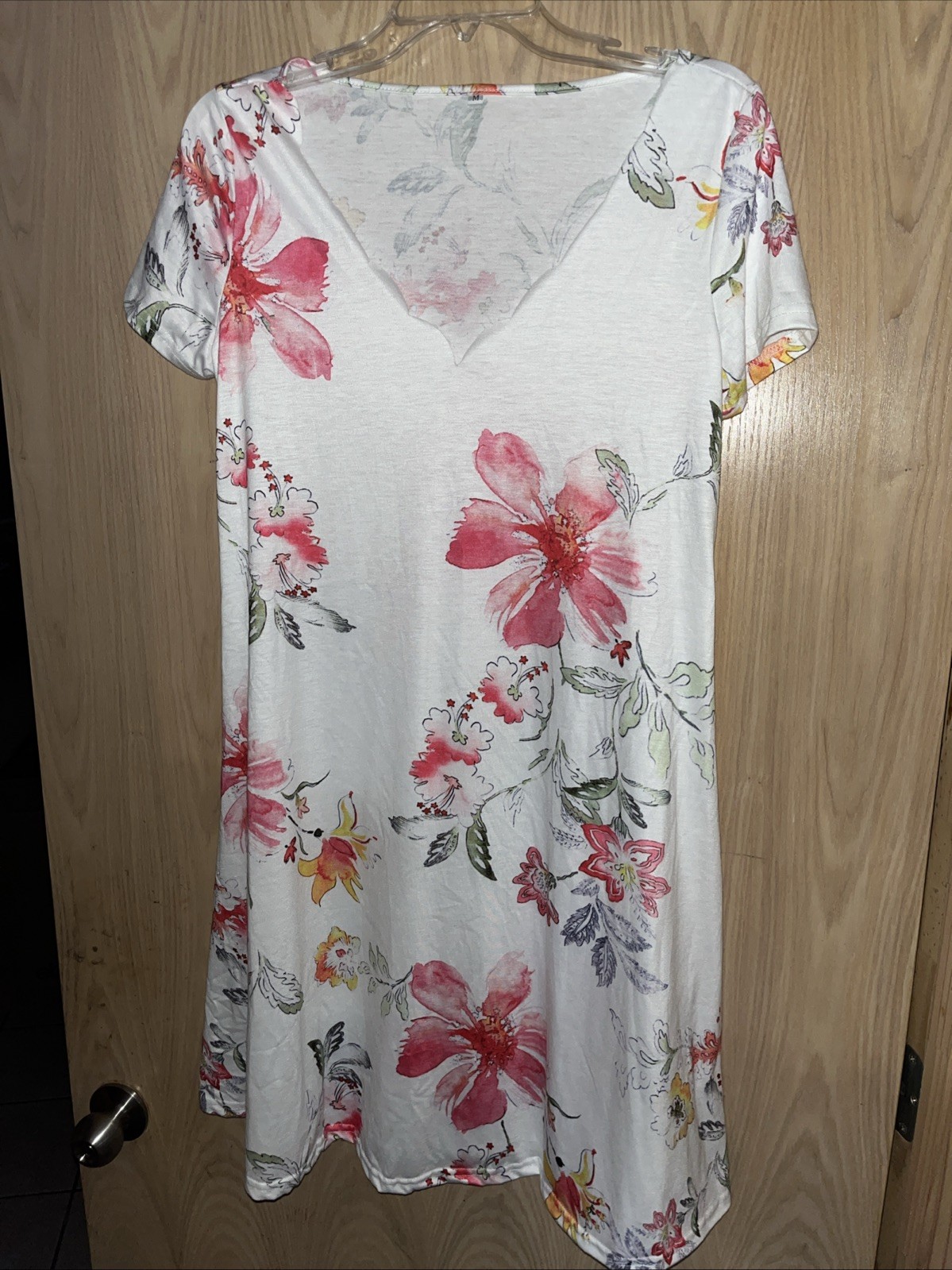 Sz M ladies pink white yellow green floral dress swim cover-up summer vacation