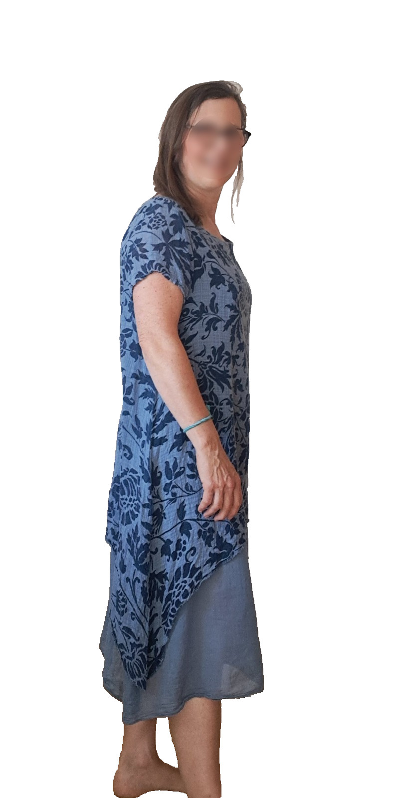 blue loose fit one-size comfortable fun indie cotton women’s dress