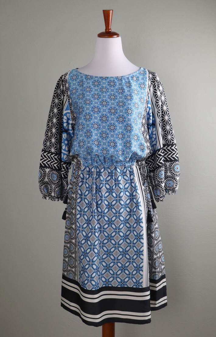 ANN TAYLOR LOFT NWT $89 Printed Tassel Drawstring Sides Dress Size Small