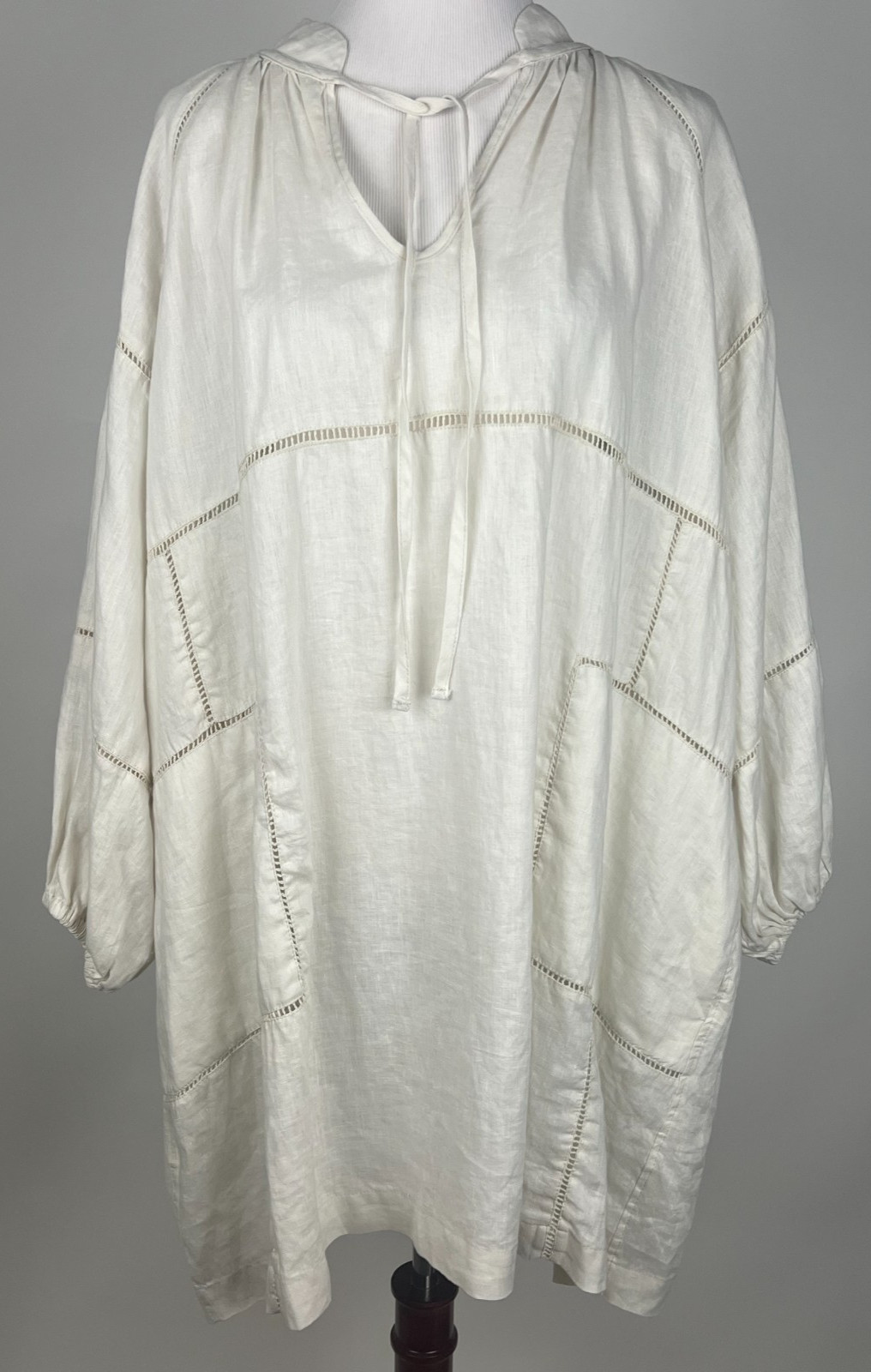 *NWT* DEVOTION TWINS L/S Oversized Billowy Linen ‘Emmi Dress’ – M, Ecru