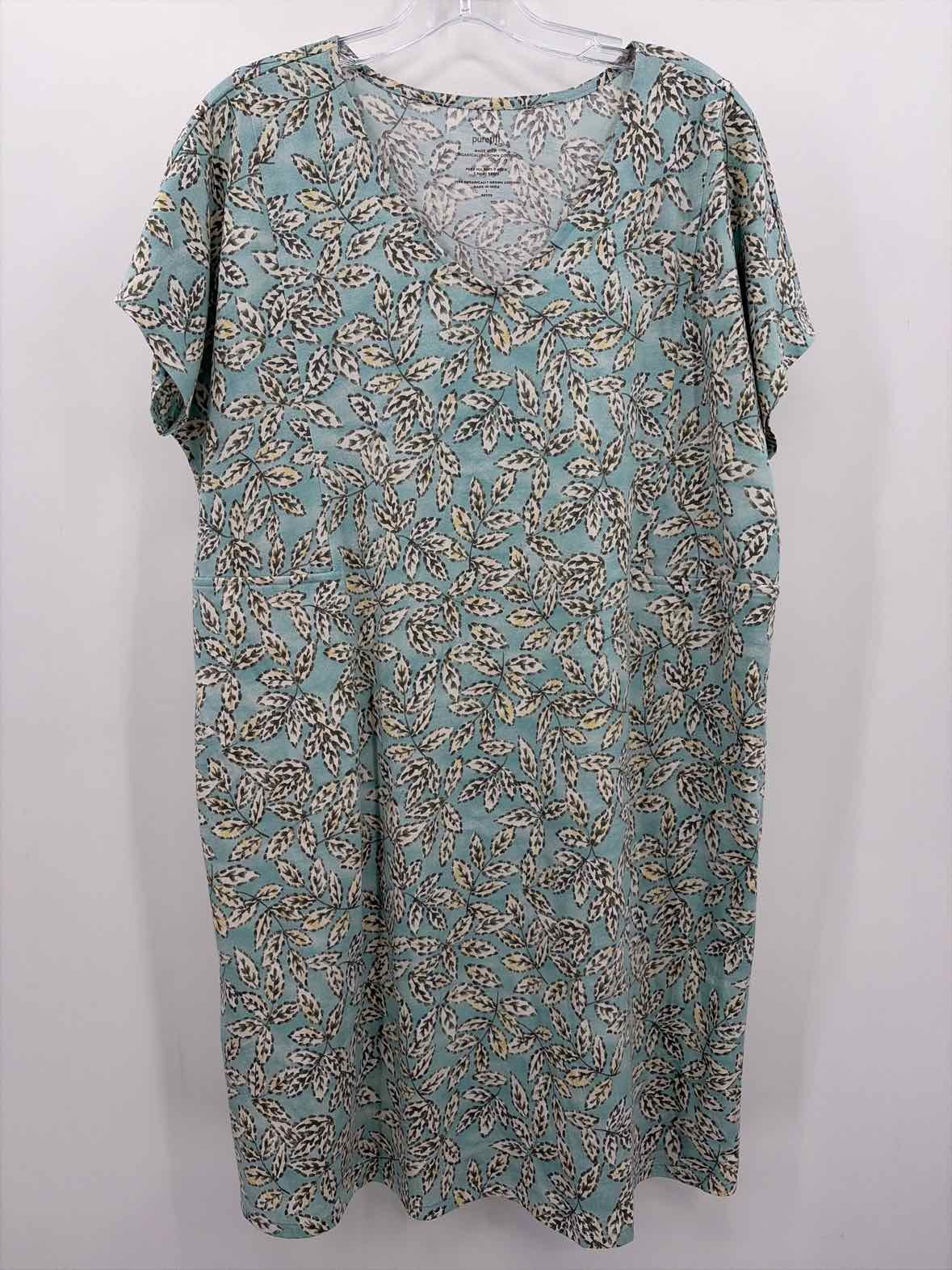 Pre-Owned Pure Jill Blue Size Large Knee Length Short Sleeve Dress