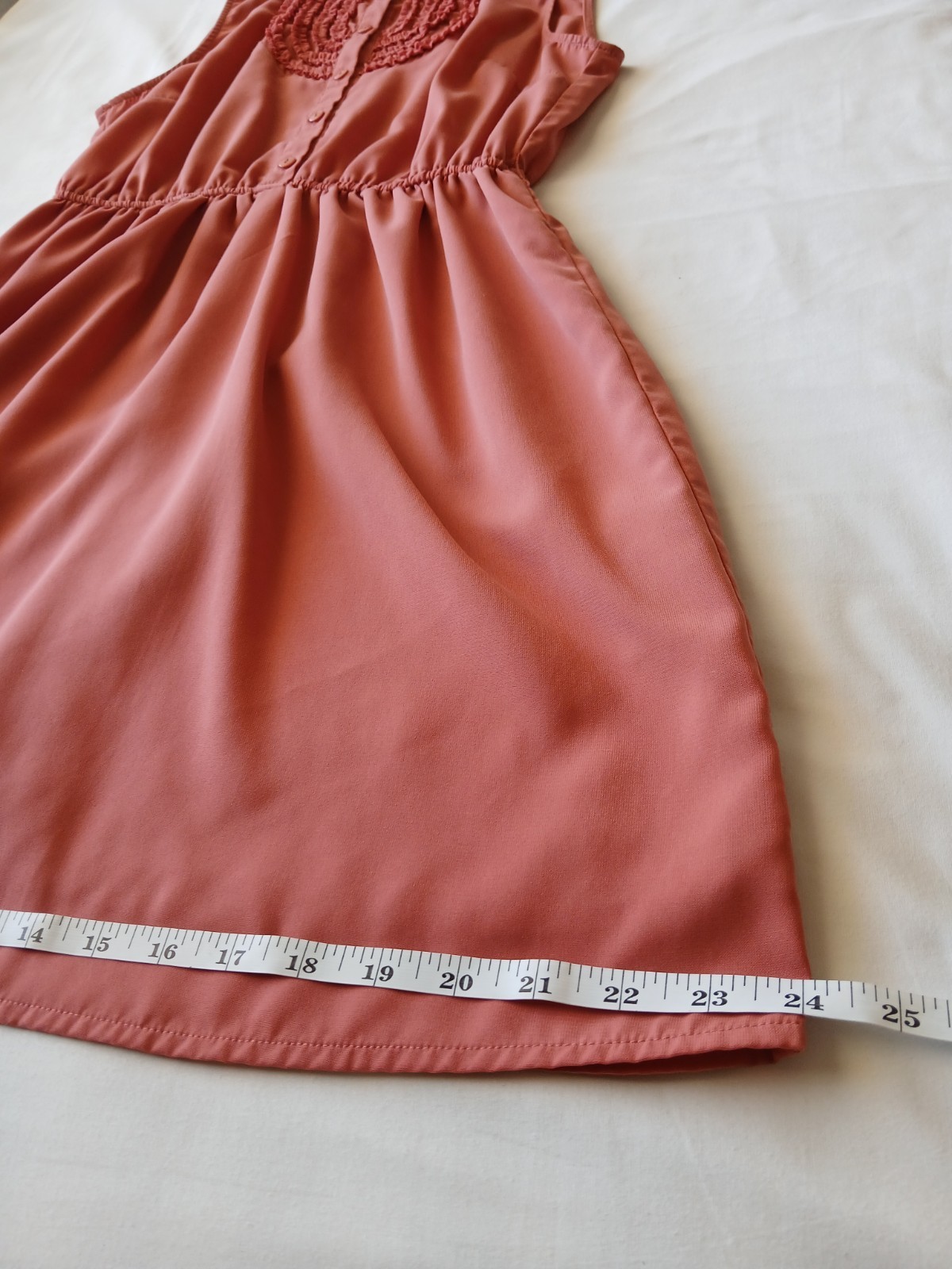 FOREVER 21 Pink Solid Chiffon Sleeveless High Neck Ruffle A-Line Dress M