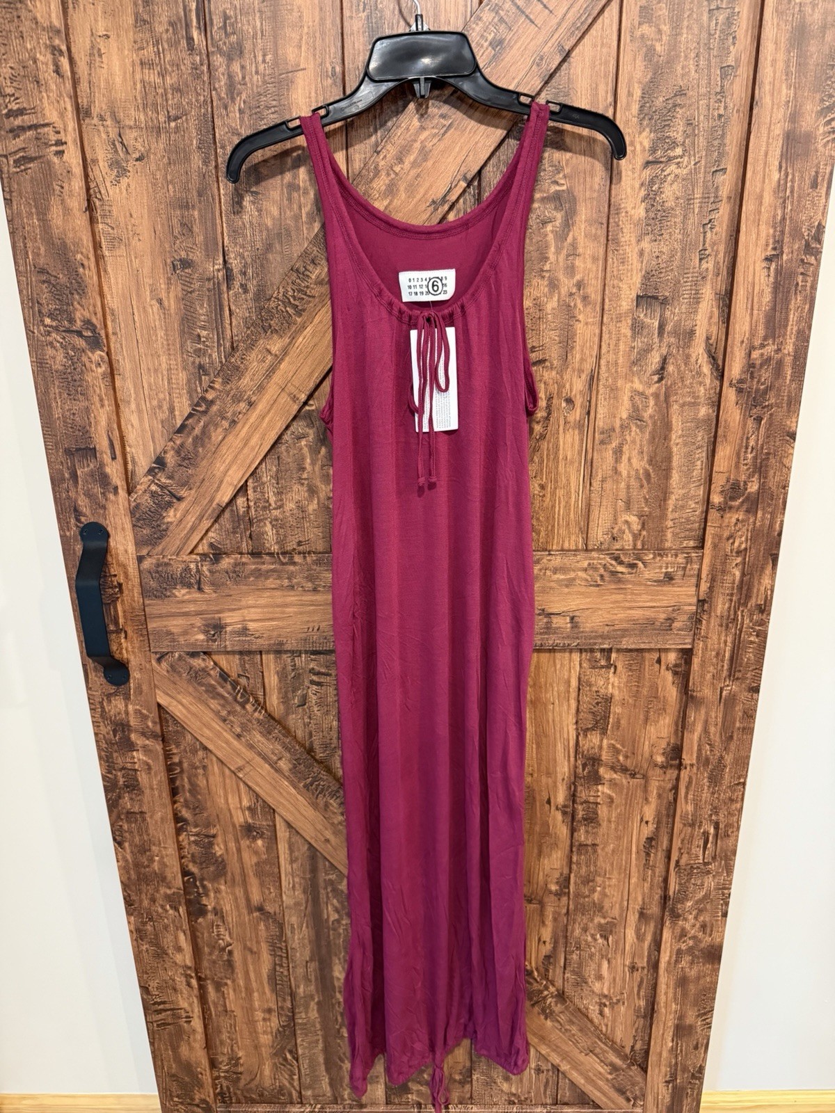 MM6 Maison Margiela Women’s M Sleeveless Maxi Dress Pockets Drawstring Burgundy