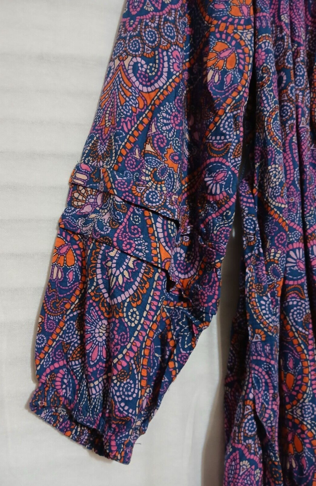 Terra & Sky Shirred Mini Dress Boho Paisley/Blue Comet etc. Sizes 0X, 2X,3X & 4X