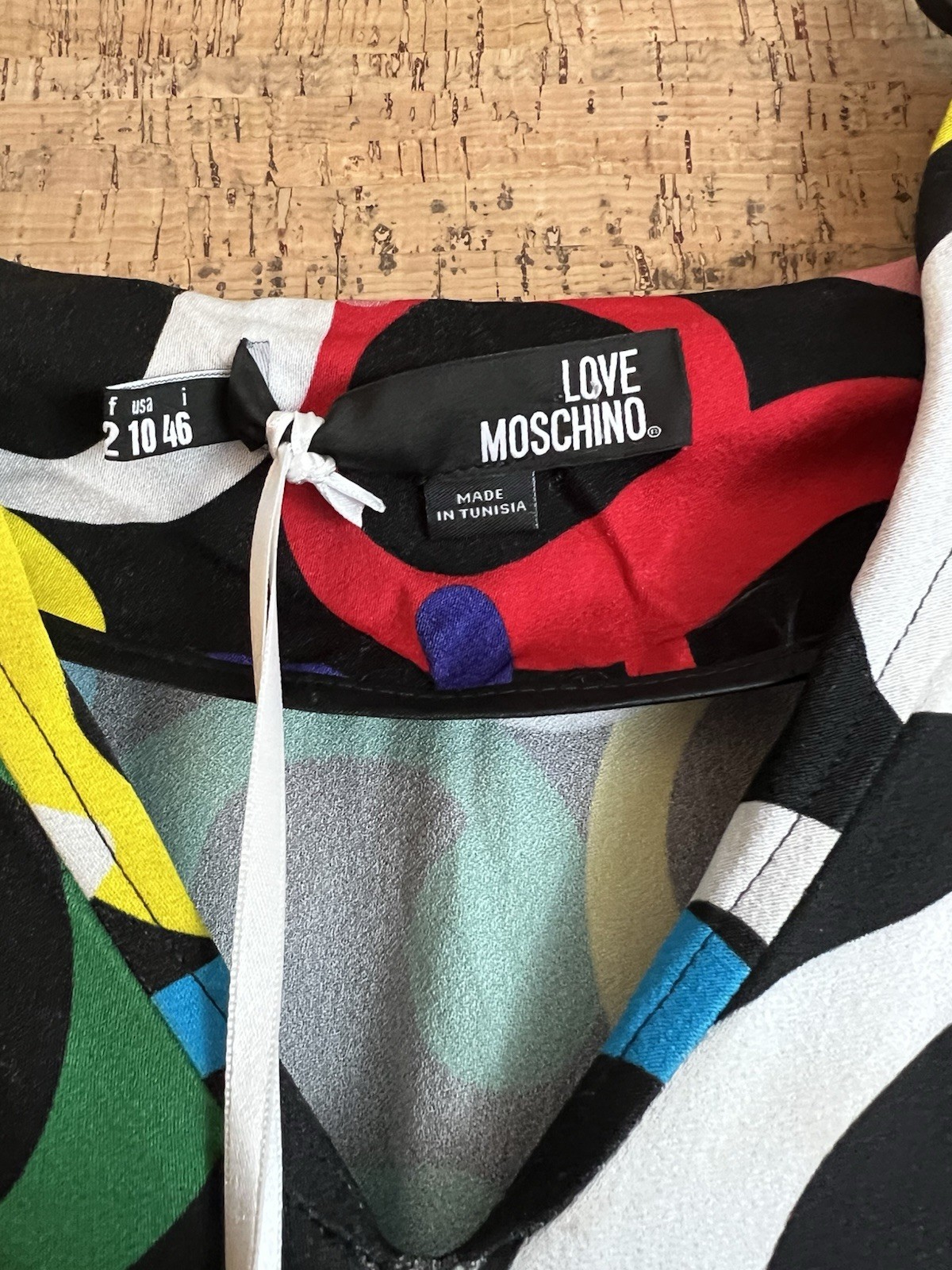 Love Moschino Multicolor Logo Print Long Sleeve V-Neck Shift Short Dress 2