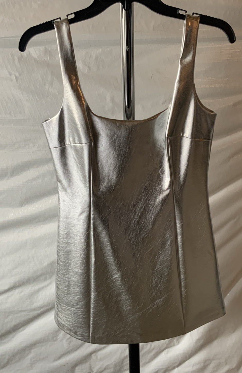 Gianni Bini Kingsley Silver Metallic Square Neck Sleevelss Sheath Dress SZ 4 NWT