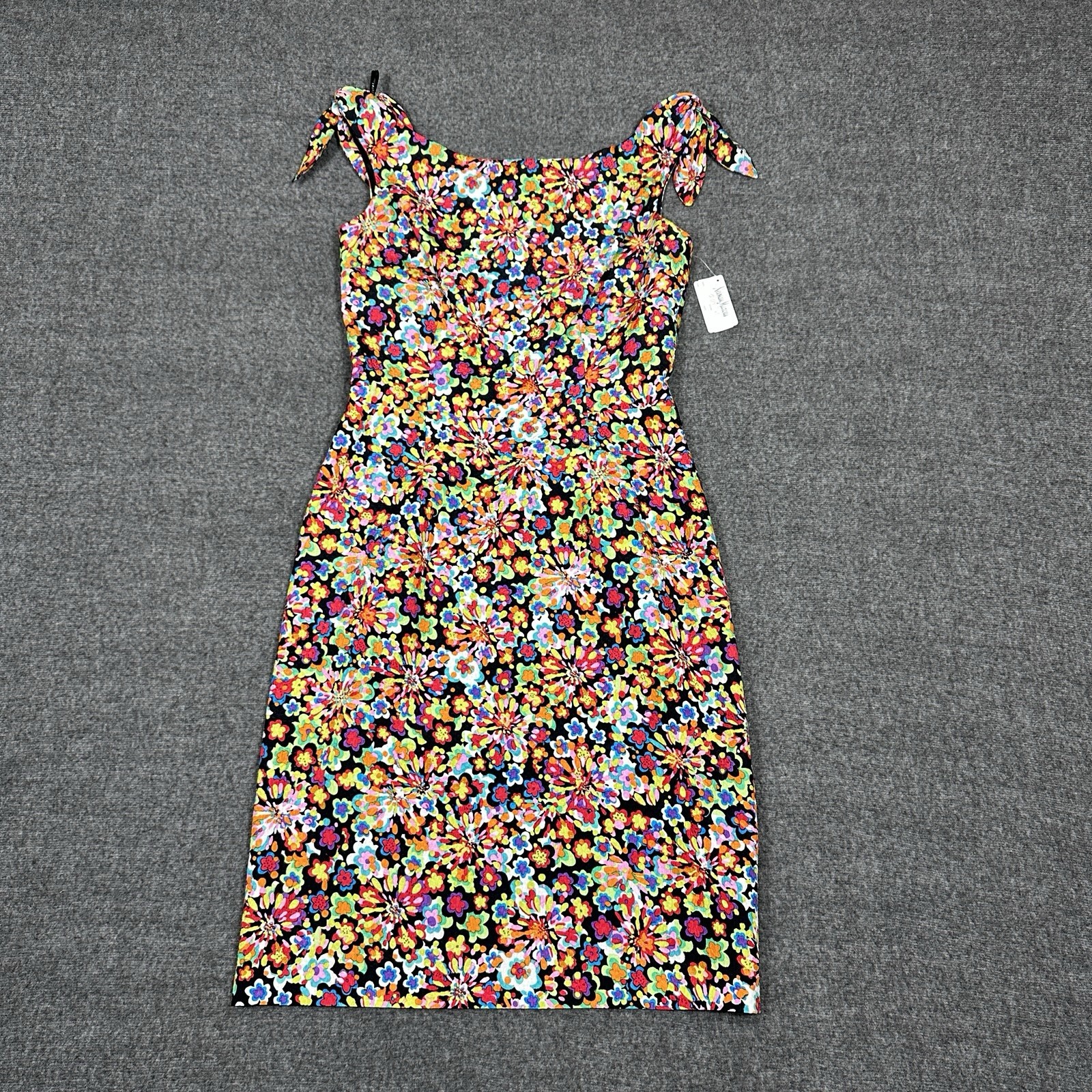 David Meister Silk Floral Sleeveless Dress Knee High Women’s 6 Zip NEW $350 READ
