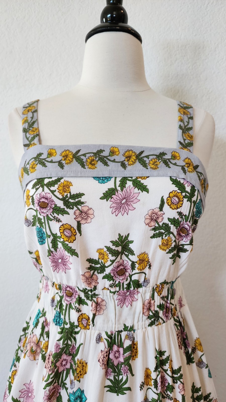 New Anthro Maxi Dress Size Large Floral Linen Blend Europe Coquette Pockets