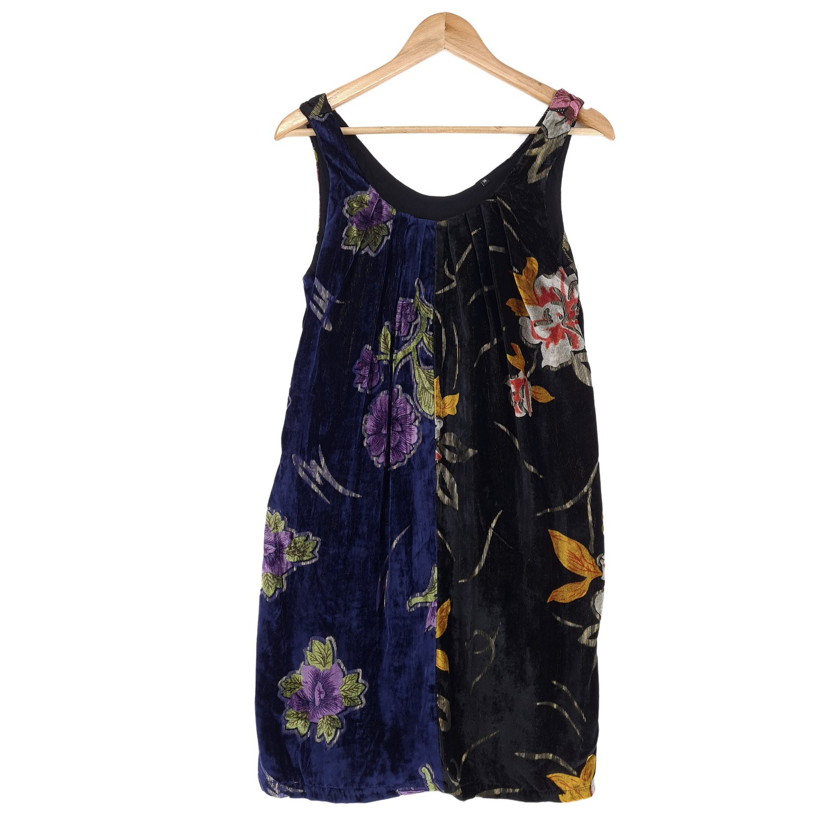 Desigual Shift Dress Black Floral Print Sleeveless Chiffon Size 38