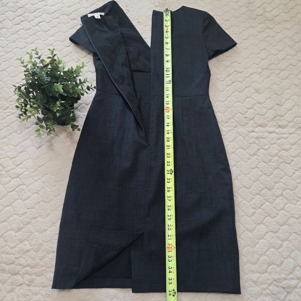 Banana Republic Blue-Gray Wool Textured Sheath Business Office Dress, Size 4
