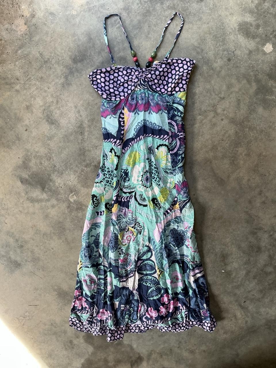 Y2K Boho Halter Maxi Dress | Patchwork Floral Empire Waist Sundress