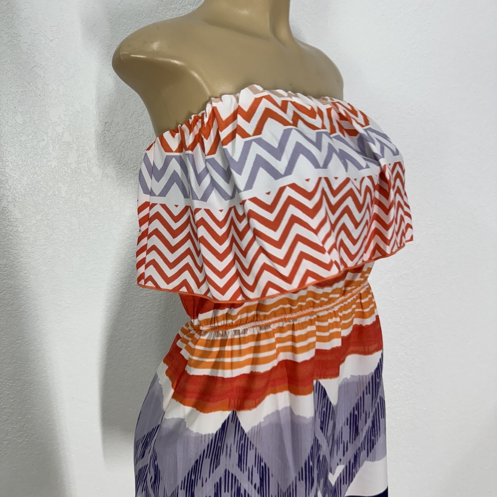 GLAM Polyester Light Weight Off The Shoulder Sun Dress Womens Size S Casual New