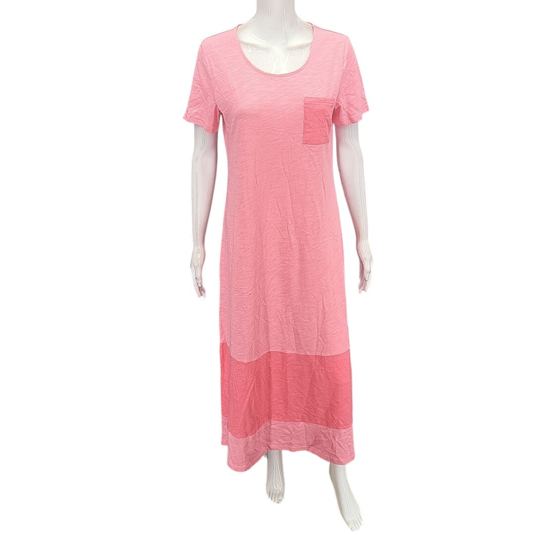 Belle by Kim Gravel Trendy Color Block Dress with Chest Pocket Small Size Pink
