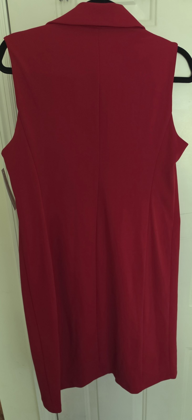 Shelby & Palmer Red Solid Collared Sleeveless Sheath Dress Button Front Size 12