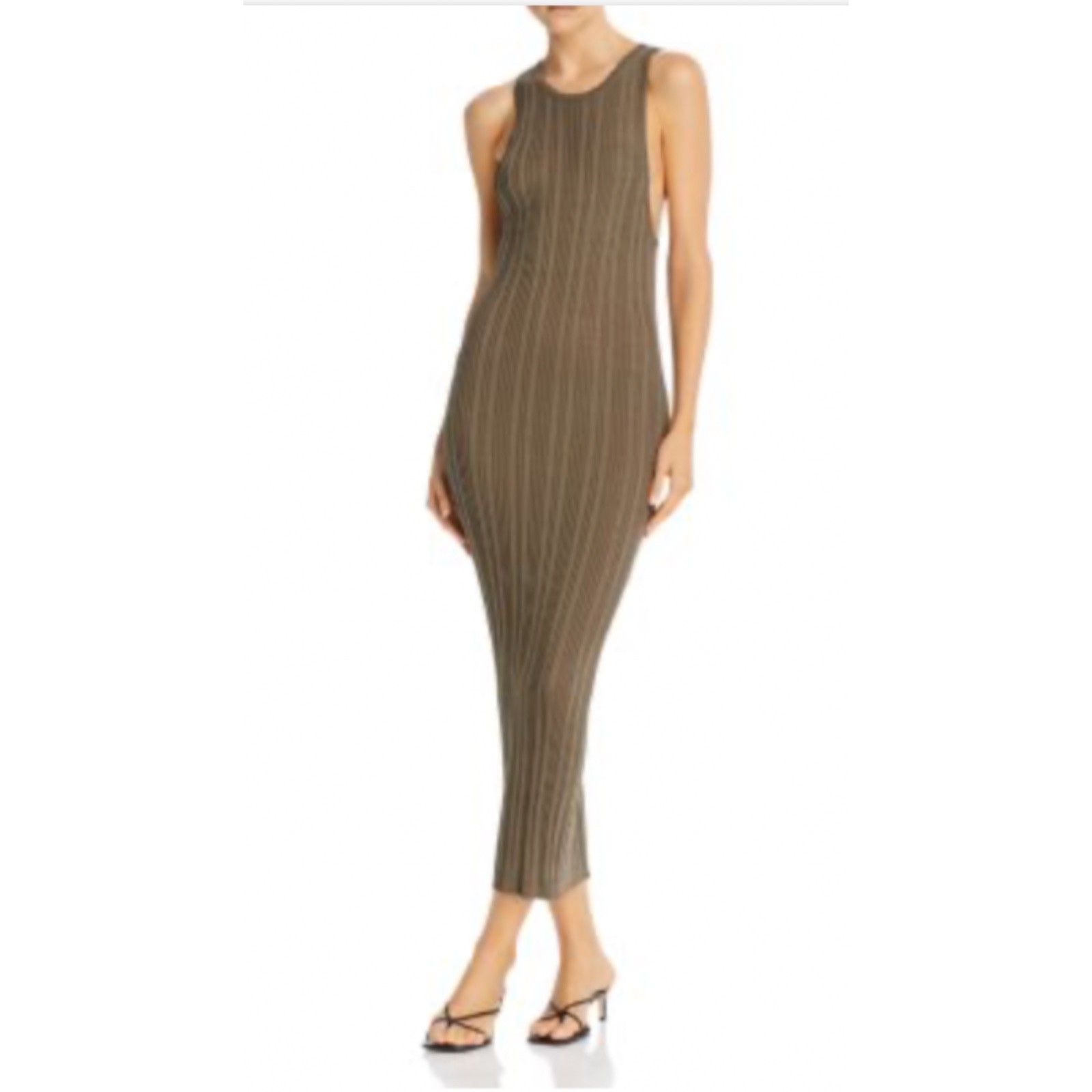REMAIN Birger Christensen Gere Rib Knit Midi Dress Womens Small Green Bodycon