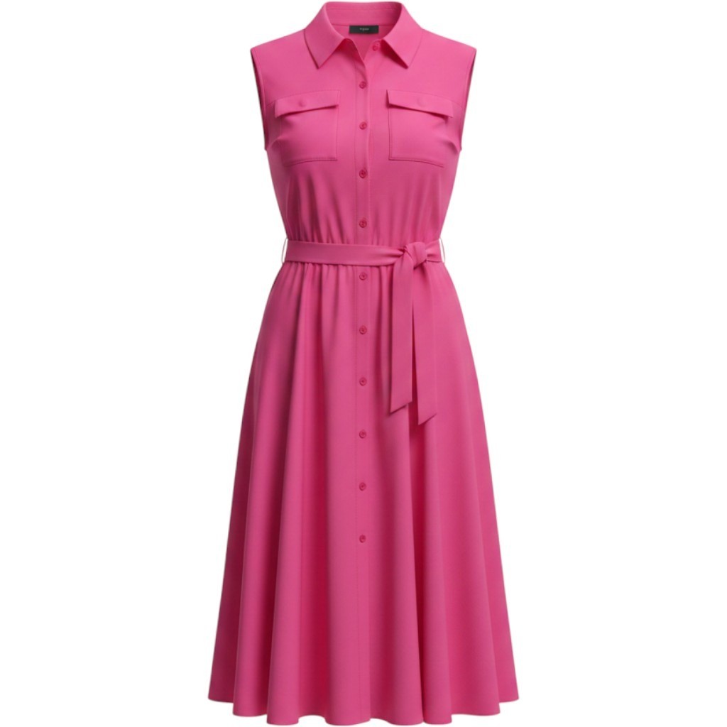 T Tahari Cap Sleeve Fit & Flare Pink Belted Shirtdress Womens Size 10 NWT