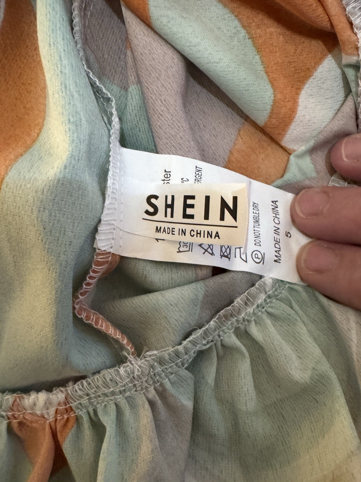 SHEIN Multicolor Abstract Print Shirred Bodice Cami Mini Dress Women’s Size M