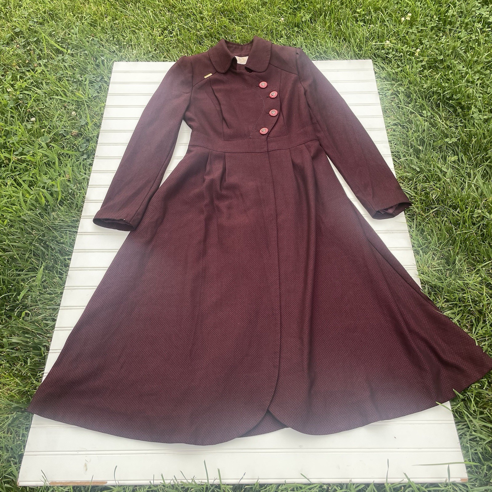 Women’s Turkish Burgundy Modest Coat Dress Long Sleeve Midi Modest Elegant Jack