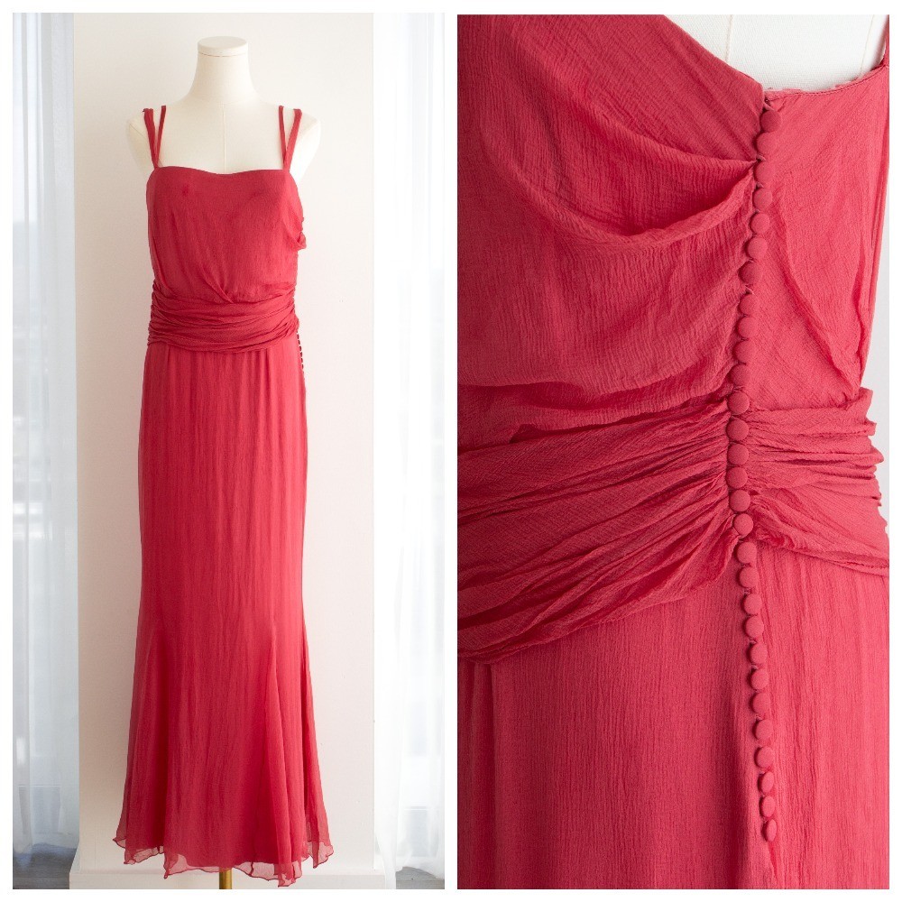 Christian Dior By John Galliano 2000s Watermelon Pink Ruched Silk Dress