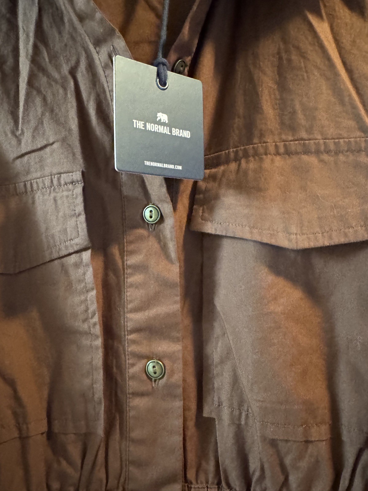 The Normal brand Avery Utility Dress in Espresso Small Button Down Collared NWT