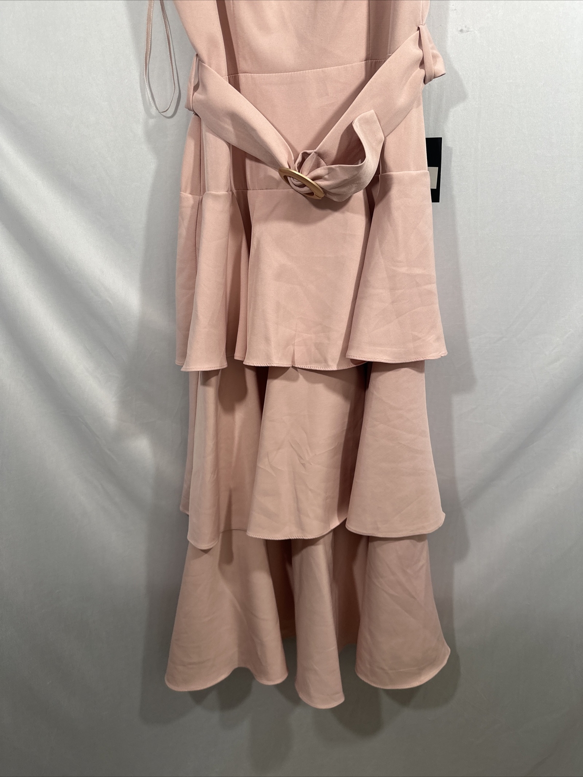 NWD IEENA Mac Duggal [ 8 ] Belted Tiered Ruffle Sleeveless Midi Dress Rose #Q692