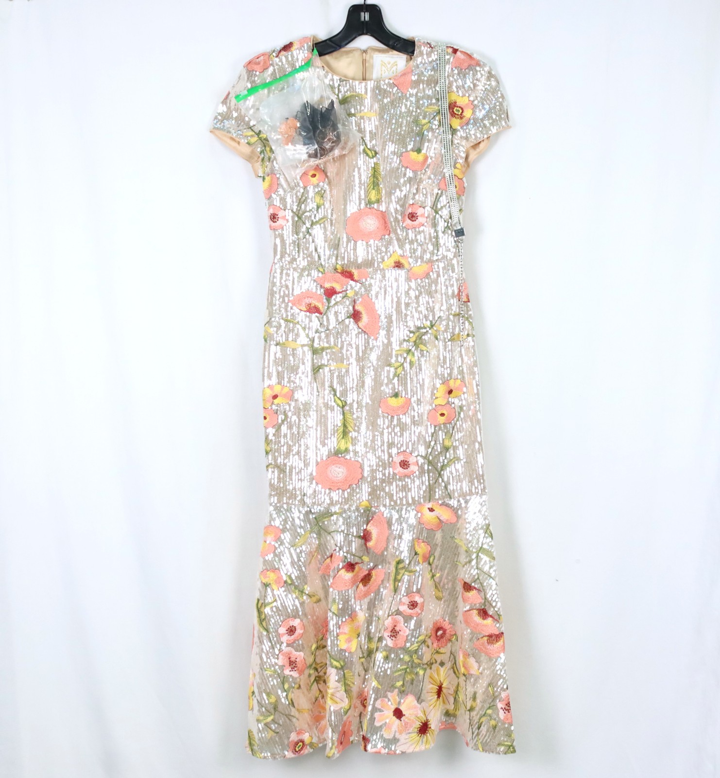 Milly Tahlia Floral Sequins Embroidery Dress In Silver & Multi Women’s Size US2