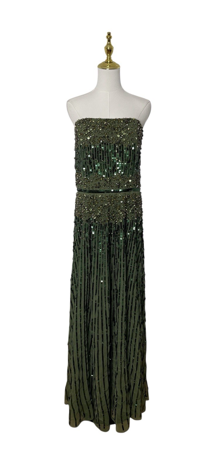 Mac Duggal 93915 Emerald Strapless Beaded Sequin Gown Size 12 $998