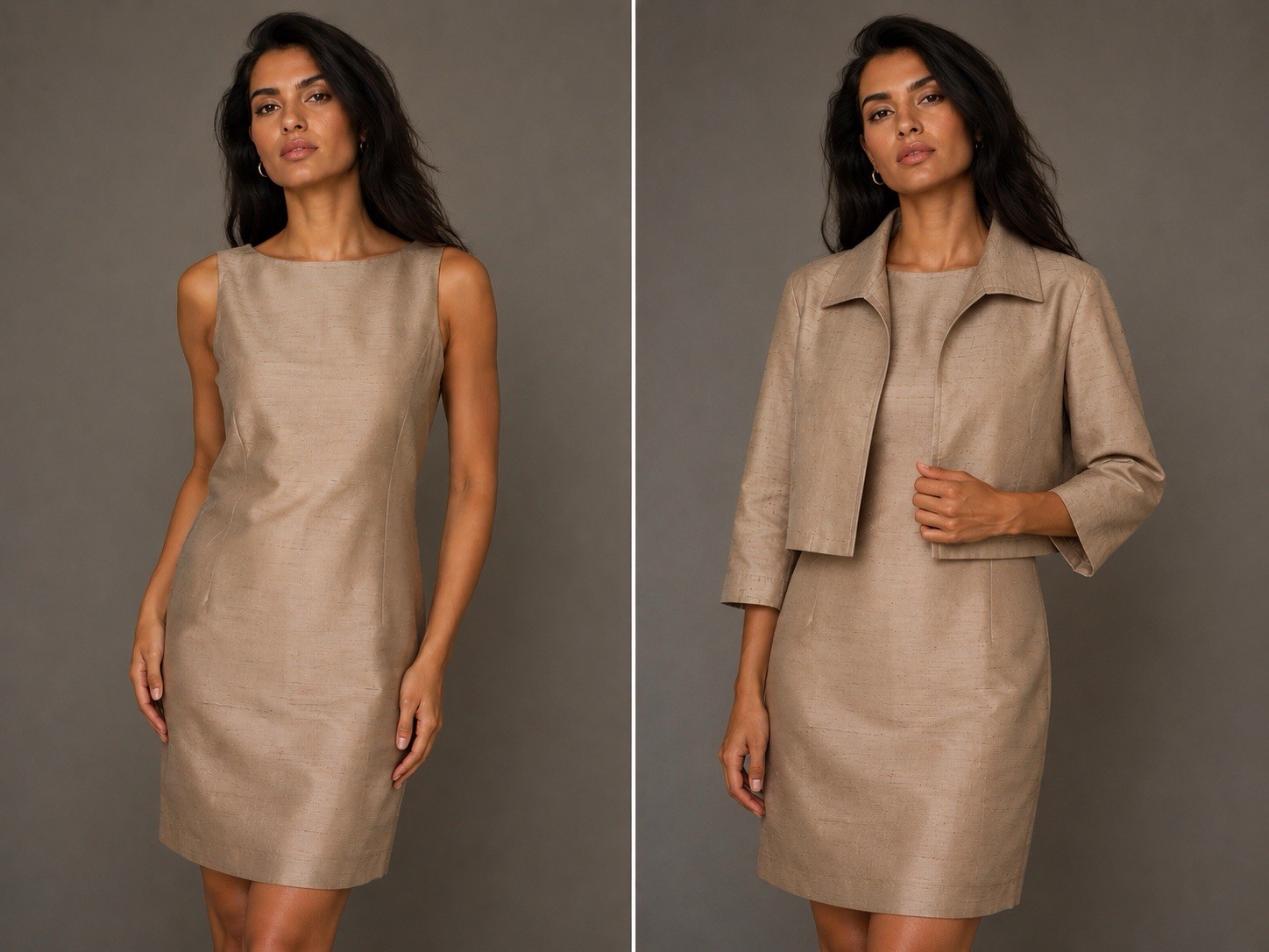 100% Silk Finity Sheath/Jacket Beach, Fully Lined Dress Sz 6-37”Long New W/Tags