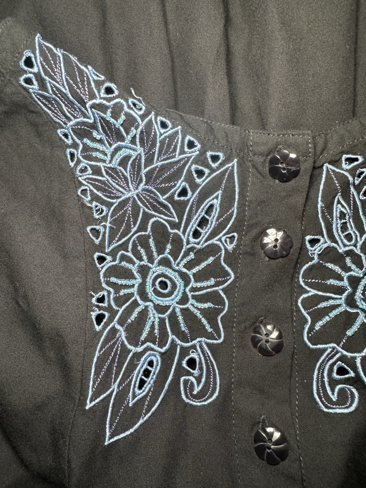 Y2K Button Down Embroidered Lace Bohemian Dress 90’s Western