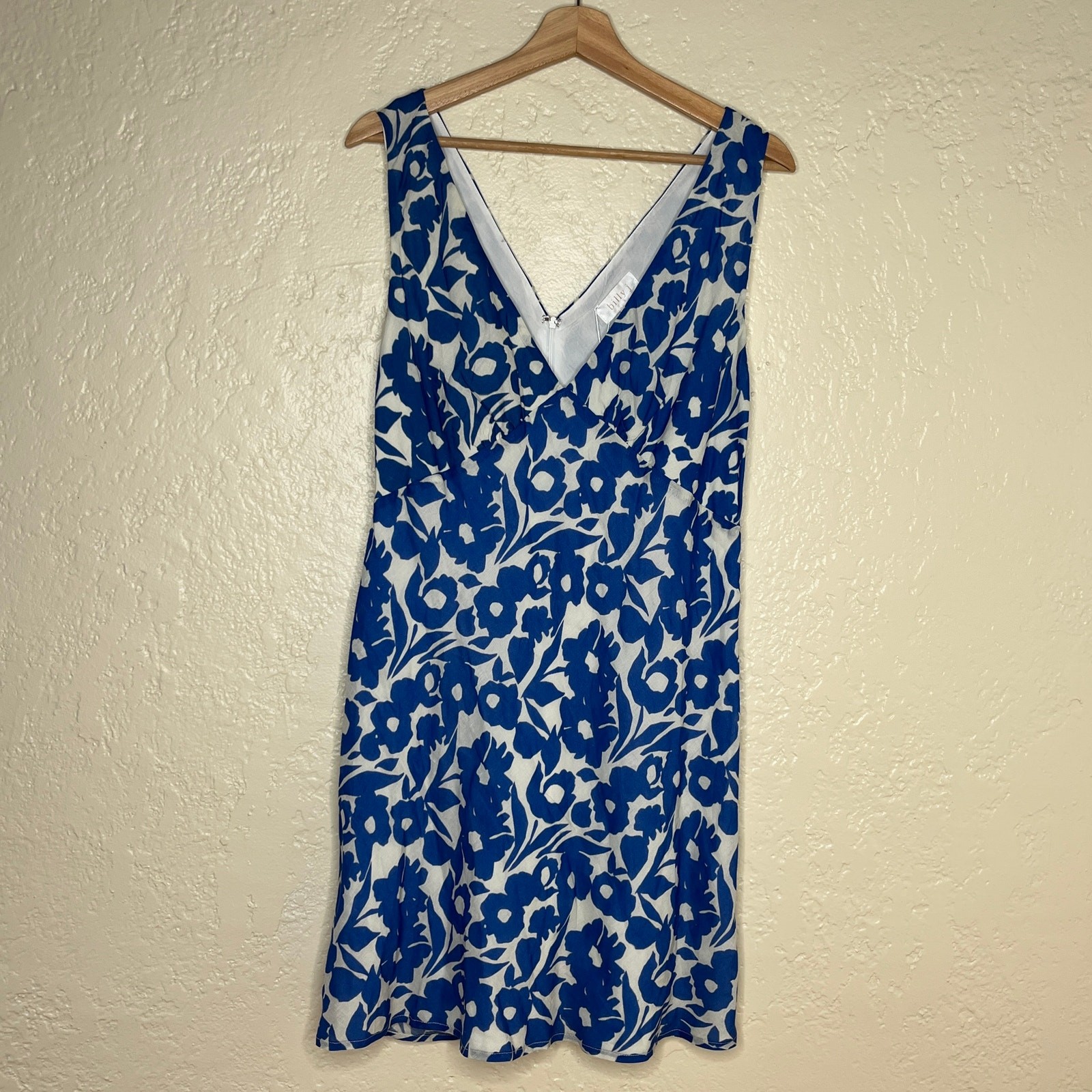 Billy J Floral Mini Dress Romantic Cottagecore Women White Blue Size 18 NWT
