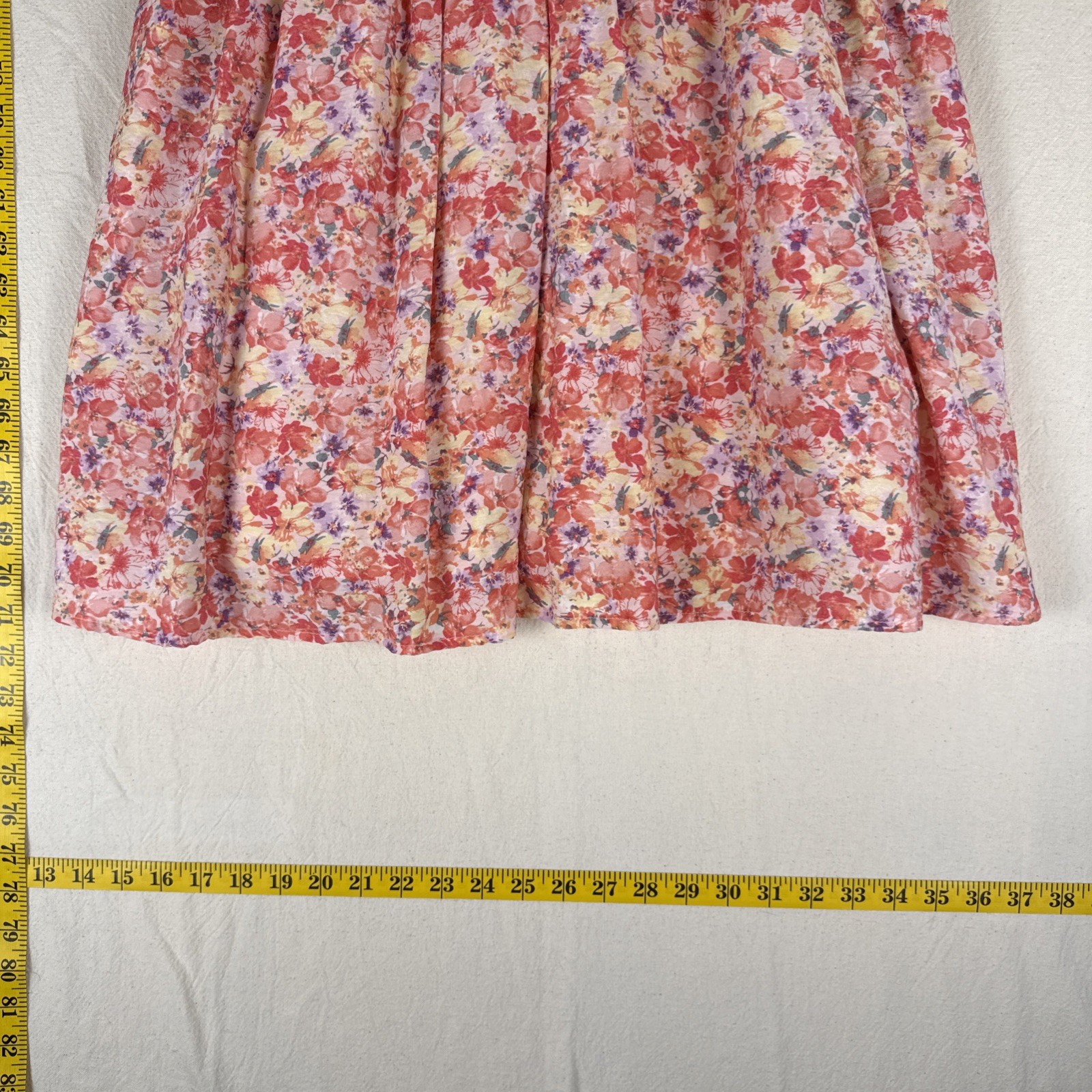 Mustard Seed Small Babydoll V-Neck Garden Floral Dress w/Pockets & Cute Back Tie