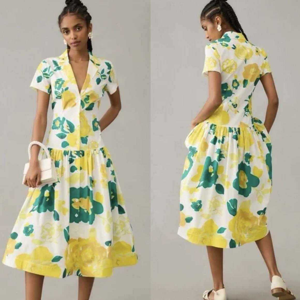Anthropologie Plenty by Tracy Reese Floral Drop Waist Shirt Dress, Small
