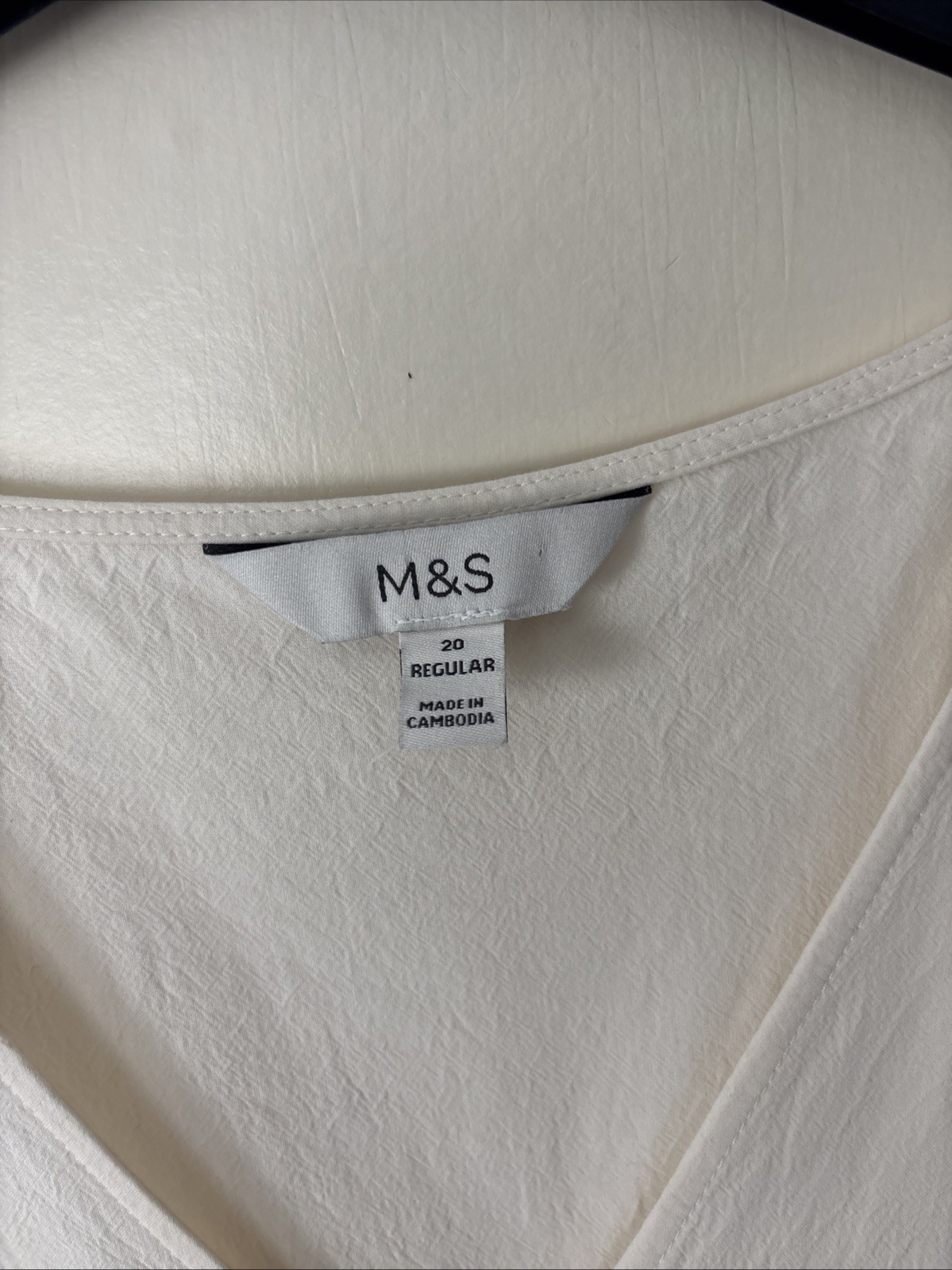 Marks & Spencer Cream Puff Sleeve V Neck Midi Dress Size UK 20