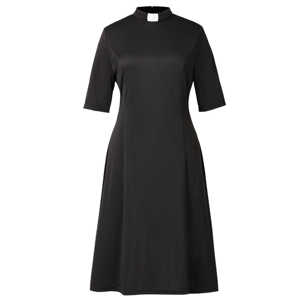 Catholic Women Clergy Dress Clerical Priest Pleated Swing Dress Short Sleeves